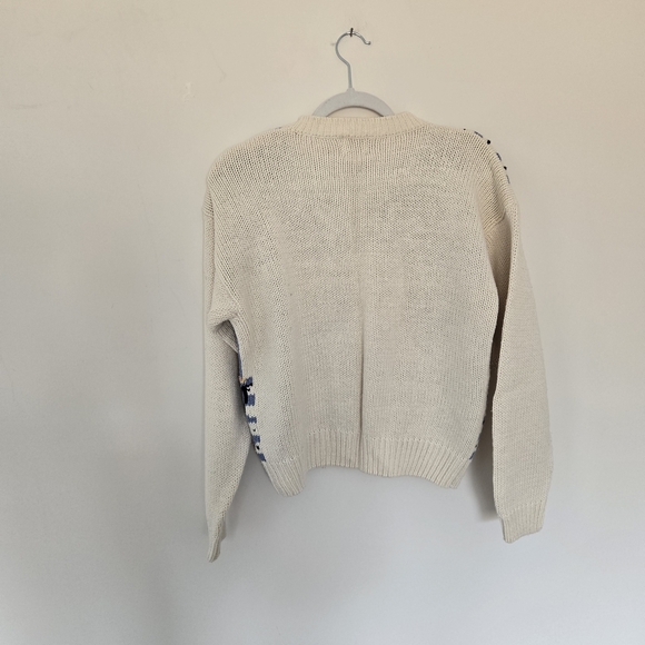 Women's Vintage Cream Floral Knit Cardigan Sweater Spring Easter Feminine Size M - Picture 6 of 6